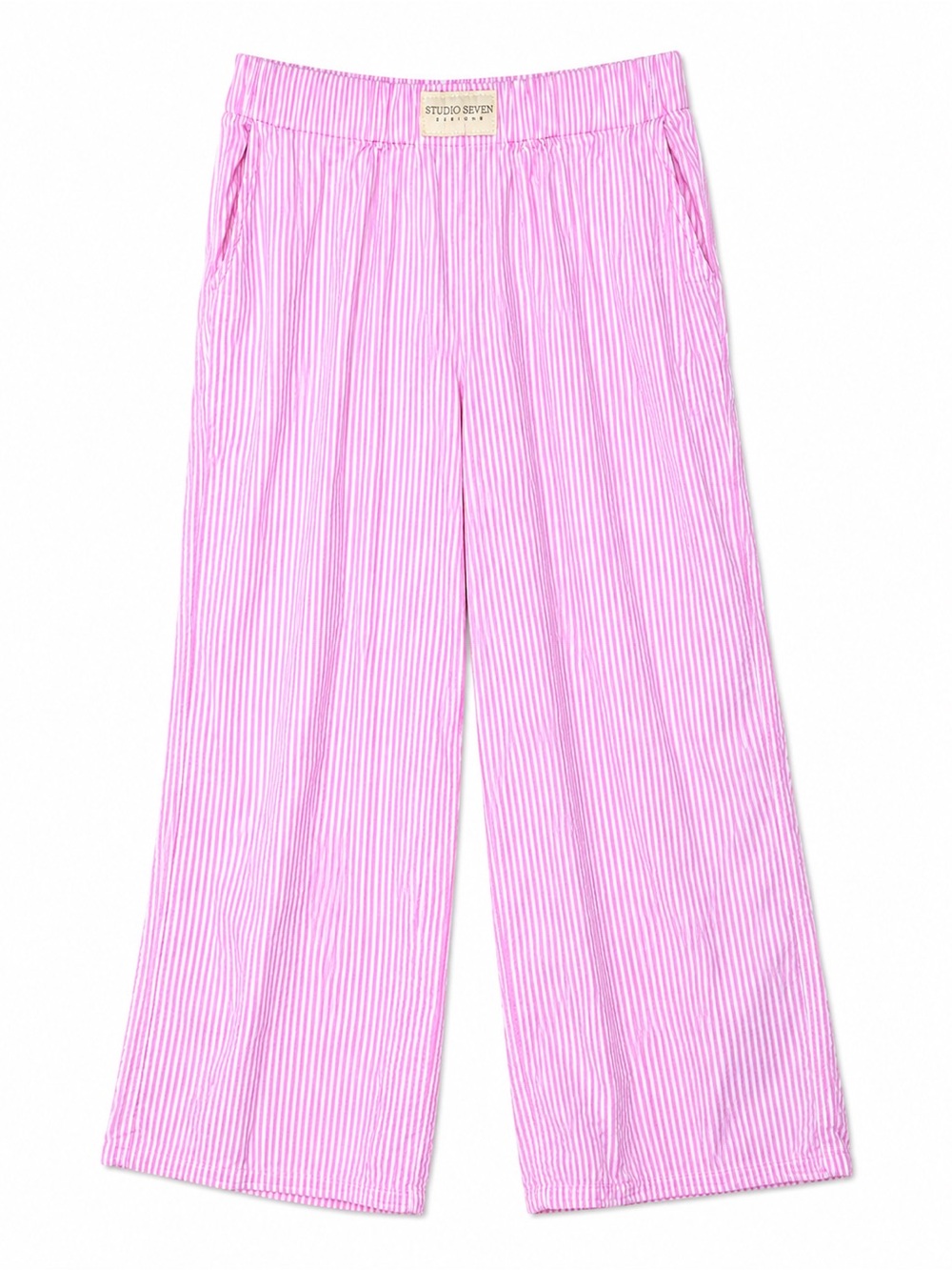 Studio Seven Designs Pink Stripe Cotton Wide Leg Pants Coquette Boxer Coastal XS